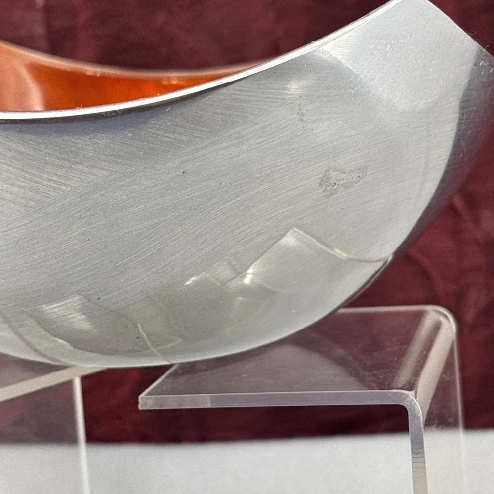 Orange Hand.‎ Painted Swirl Enamel Shiney Aluminum Decorative Bowl Made in India